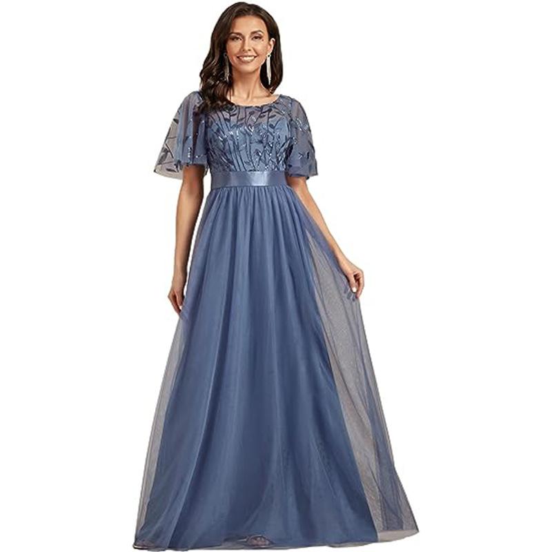 Dress new new dress long dress evening dress lace splicing dress women