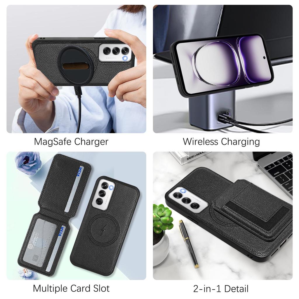 Magsafe 2 в 1 съемный чехол-кошелек OPPO с держателем для карт, магнитной подставкой, откидной чехол из искусственной кожи для Realme 13 Pro/OPPO Reno 12 Pro/OPPO A3 Pro