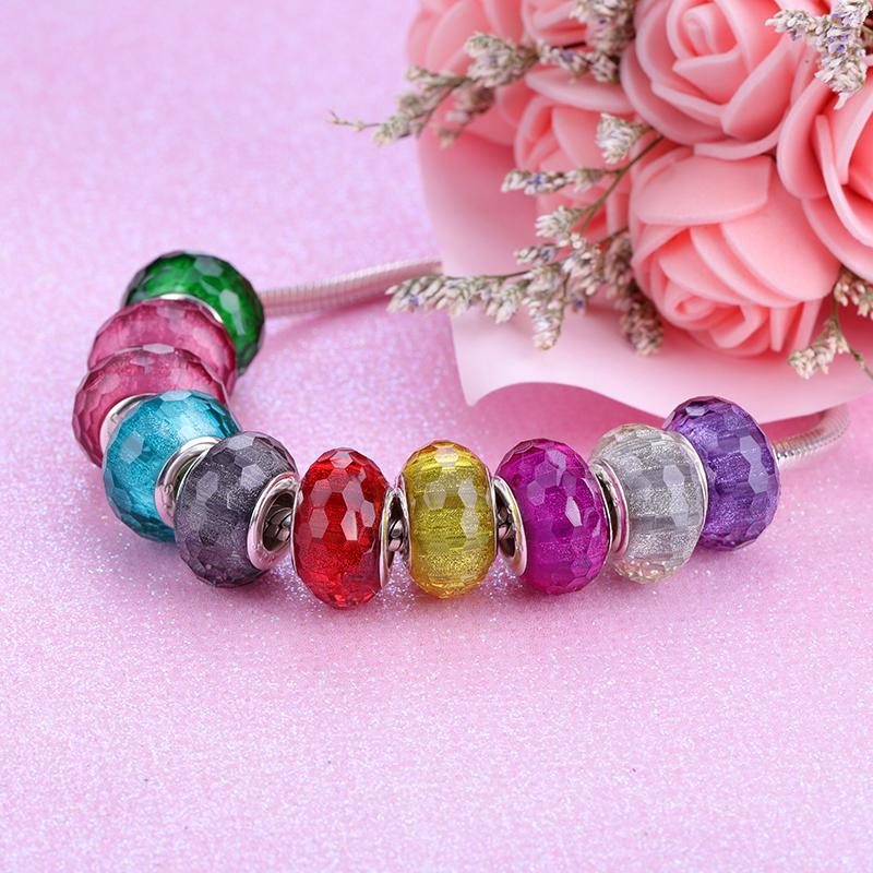 925 пробы стерлингового серебра Lampwork стеклянная бусина Murano Пластик Aolly Charm Fit Браслет Женщины Девушка DIY Ювелирные изделия