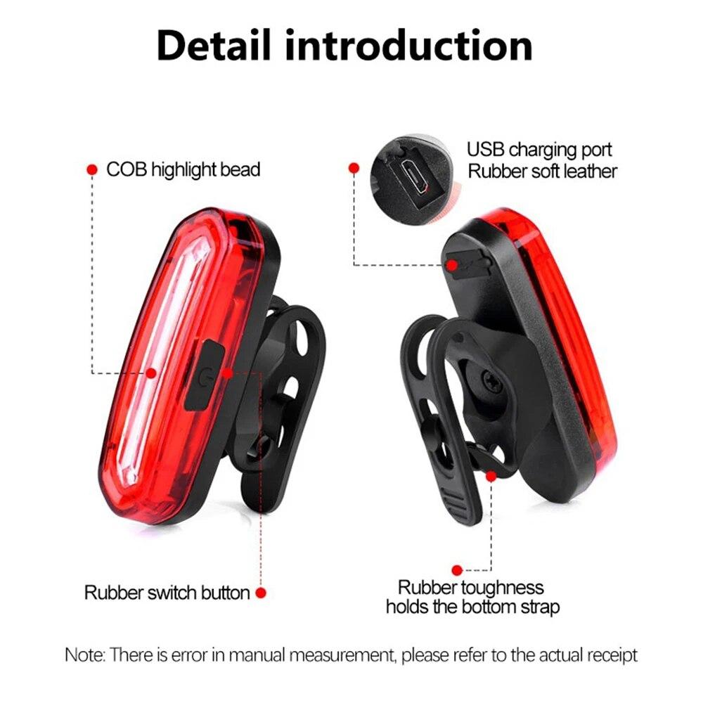 Bike Tail Light LED Bike Front Rear Light Bicycle Waterproof USB Rechargeable Mountain Riding Cycling Tail Lamp Bicycle Light