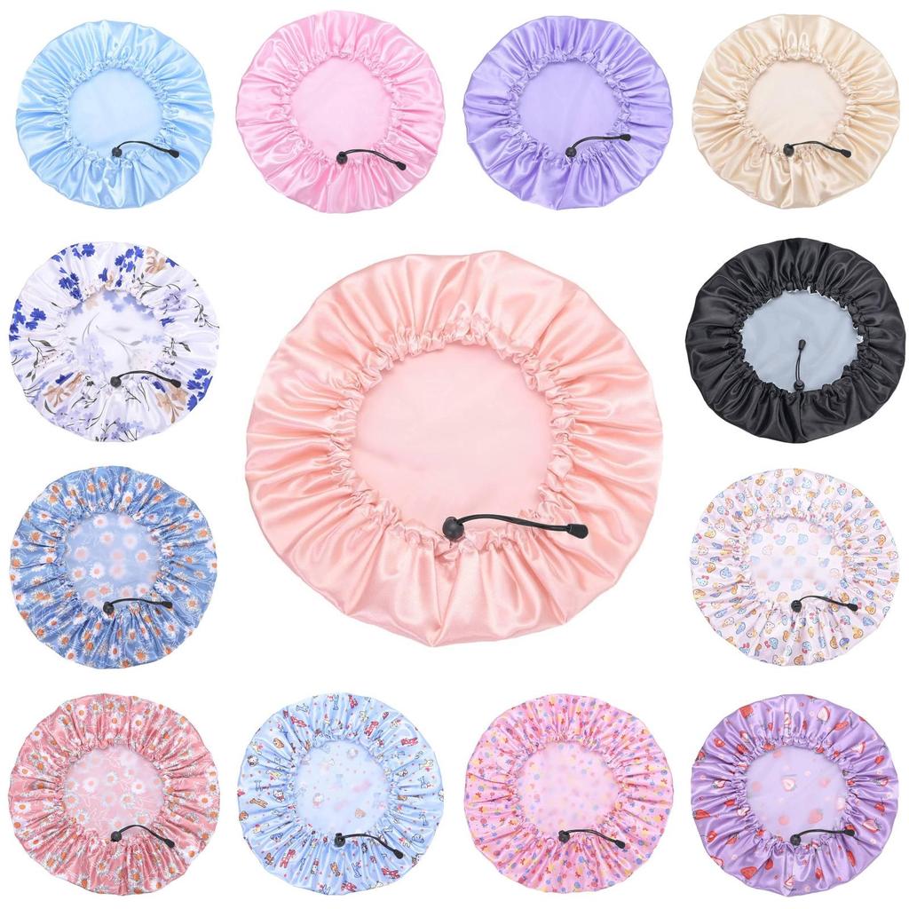 Cartoon Style Reusable Shower Cap For Adults With Daisy Print And Waterproof Design
