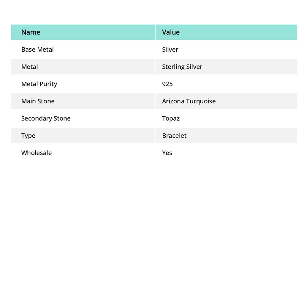 Arizona Turquoise Gemstone Handmade 925 Sterling Silver Bracelet 7-8" F1n52