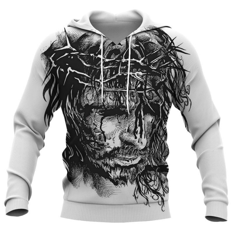Unisex Jesus Amen Christmas Hoodie God Bless You 3D Print Y2K Harajuku Pullover