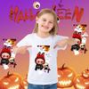 Halloween Children's T-shirt LABUBU&Halloween Party Pattern Printed Girl Short Sleeve Round Neck T-shirt