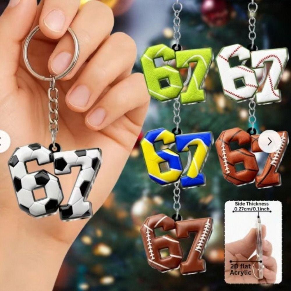 2D Flat Ball Game Keychain Personalised Acrylic Keyring Creative Backpack Charm Creative Gift