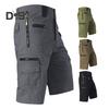 Men Cropped Pants with Multi-Pockets Design Mid-rise Button Zipper Fly Straight Leg Solid Color Cargo Shorts