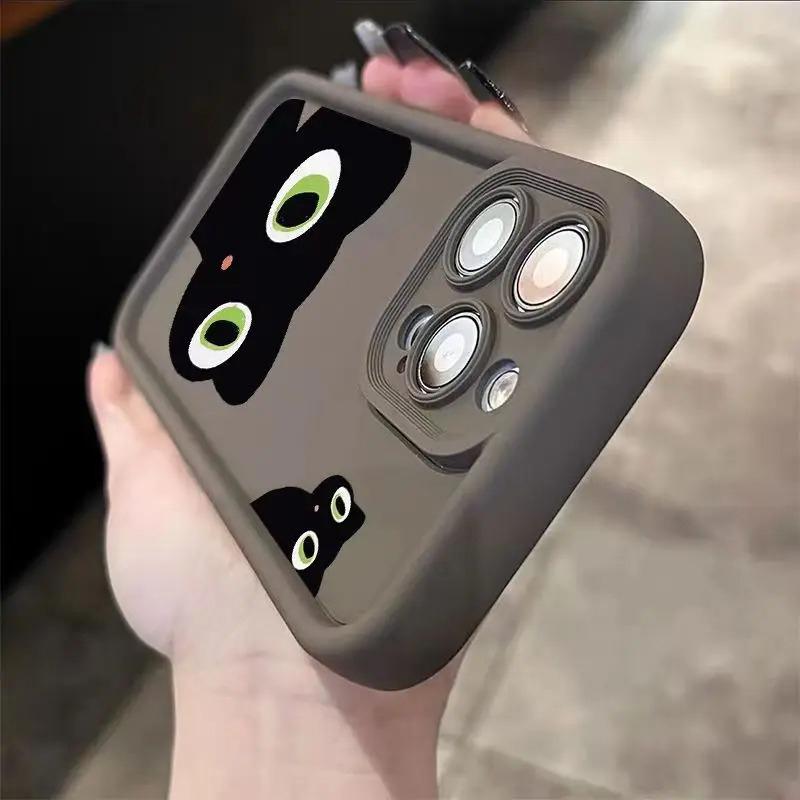 Милый Мультяшный Кот Чехол для Телефона для iPhone 11 12 13 14 15 16 Pro Max X XR XS 7 8 Plus Mini SE Матовый Ударопрочный Силиконовый Мягкий Чехол