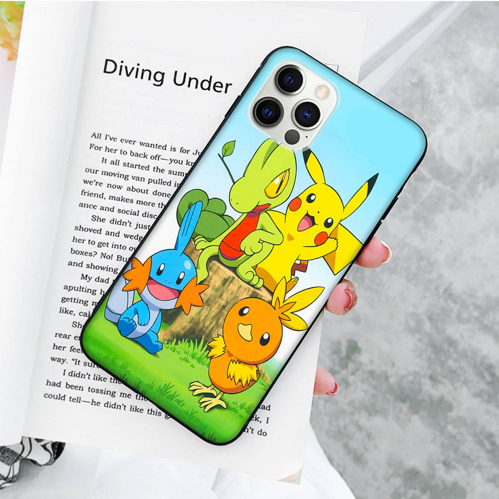 JP37 Pikachu Pokémon Black Soft Case for Xiaomi Poco X6 X4 M5 M6 F5 F6 C65 C55 C50 C51 C40 Pro Redmi 14C A3X 13C 12C 11T 10A 9C Note 7 6 8A Plus