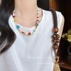 Цветной дофаминовый бисерный чокер Женский 2025 Лето Сладкая цепочка на ключицу Винтажное ожерелье Аксессуары