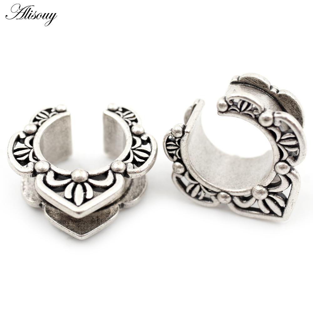 Alisouy 1PC Медь Навозный Жук Цветок Крыло Летучей Мыши Седло Ушные Туннели Затычки Расширитель Растяжитель Измерители Серьги Пирсинг Украшения Для Тела