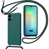 Case for Samsung Galaxy A06 - Flexible Anti-Scratch Silicone Protection with Night Green Lanyard