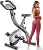COUYK Bike Fitness Bike Aero Bike Foldable Home Use Quiet Exercise Bike with Heart Rate 8 Levels of Load Adjustment Measurement,