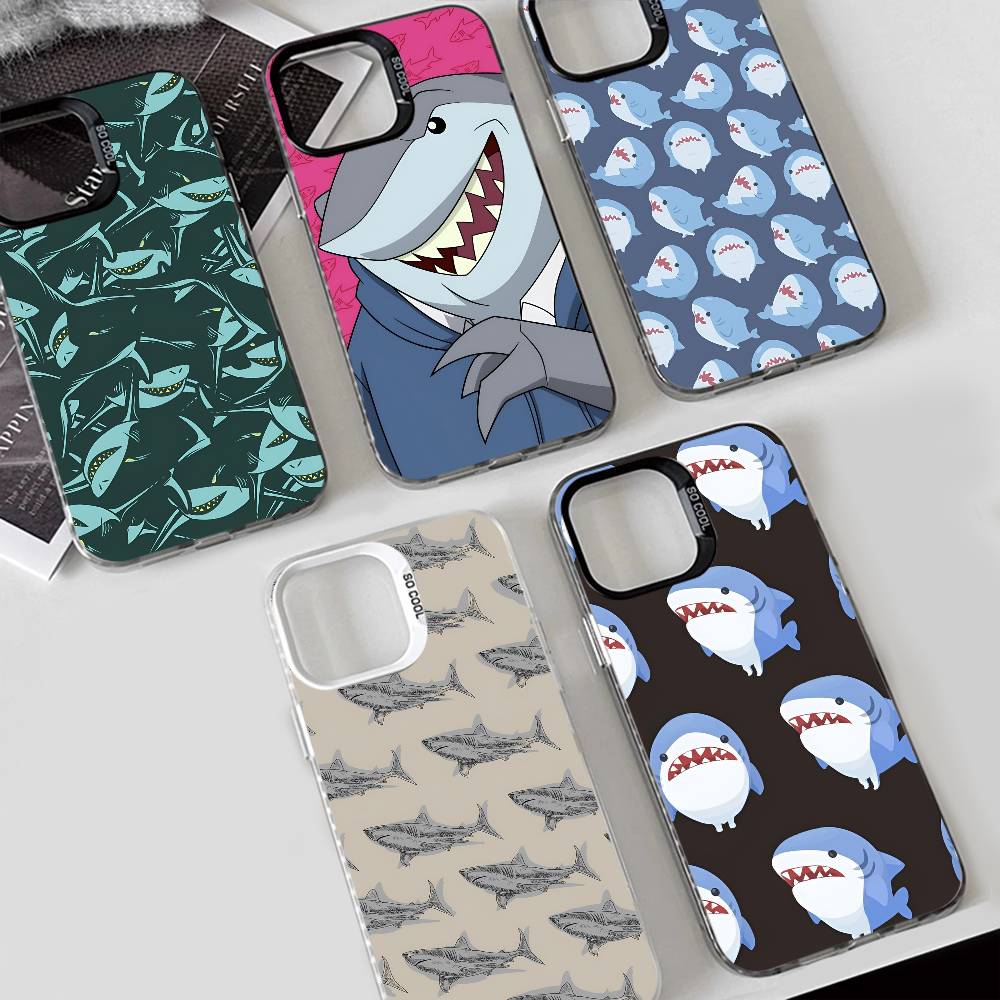 Чехол для телефона Mr-Shark-K для iPhone 17 17Air 16 15 14 13 12 11 Pro Max Plus Разноцветный Серебристый