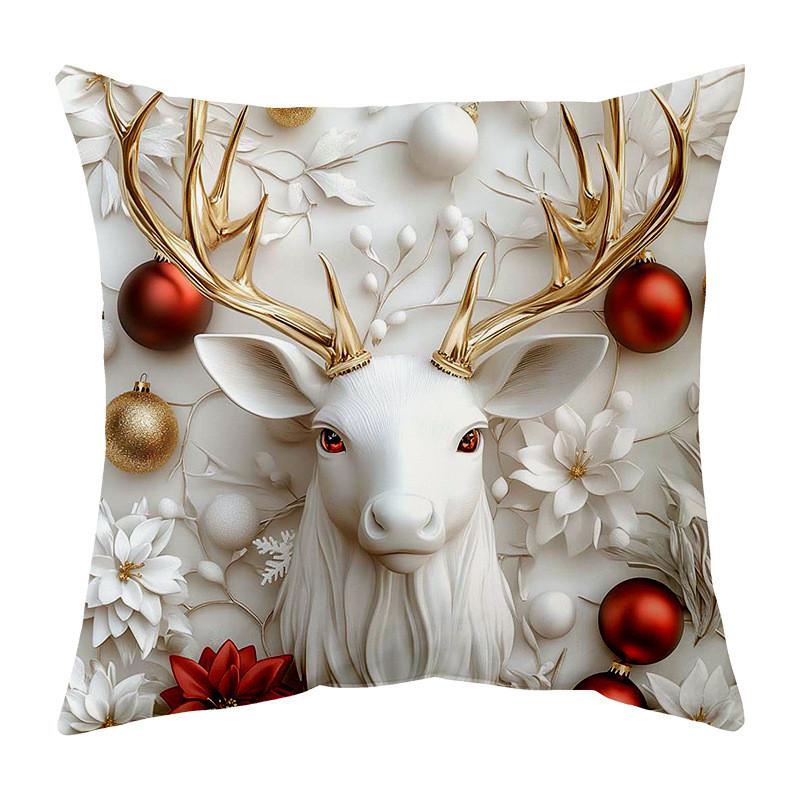 Santa Christmas Snowman Tree Deer Cartoon Pillow Cover Pillowcase For Home Decor