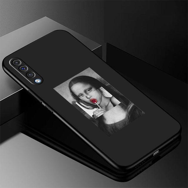 Художественный эстетический черный чехол для телефона Мона Лиза для Samsung Galaxy A50 A20 A20e A20s A01 A04 A03 A10 A71 A30 A51 A70 A40, отличные чехлы