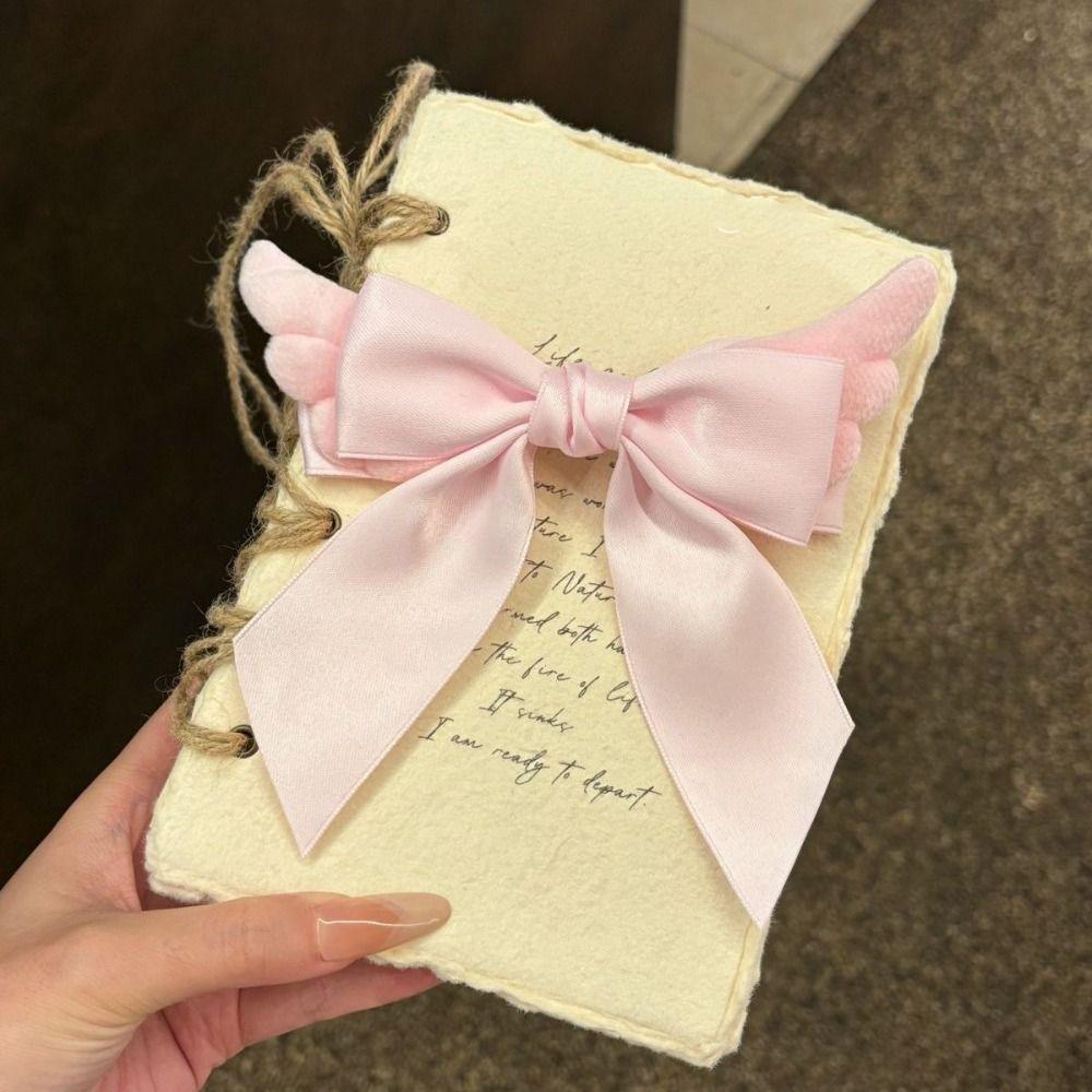 Y2K Angel Wing Hair Clip Spicy Girl Cute Duckbill Clip Fashion Satin Bow Hairpin Daily