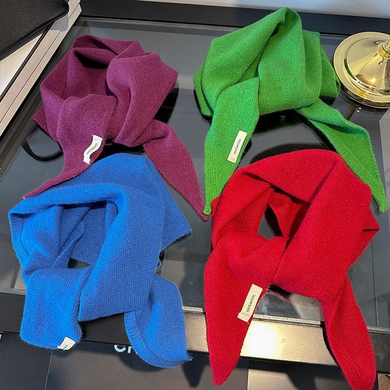 Premium solid color 111 triangle scarf small scarf women's winter Korean version fashion decorative scarf neck protection scarf