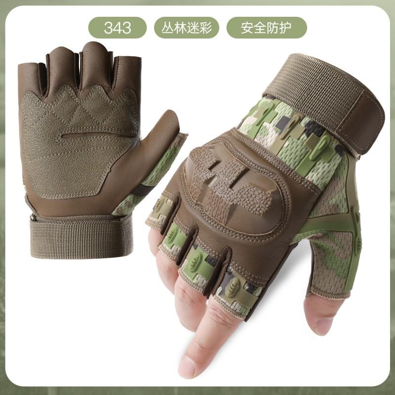 Tactical Cycling Gloves Mountain Biking Outdoor Training Breathable Anti-Slip Durable Half-Finger Glove In Microfiber