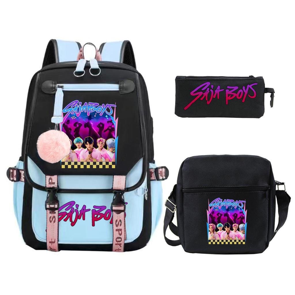 K-Pop Anime Cartoon Portable Shoulder Backpack Student Leisure School Bag Three-Piece Set