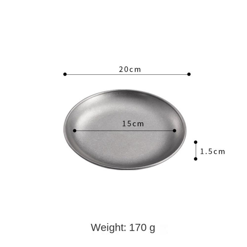 Ретро Большая обеденная тарелка Круглая из нержавеющей стали Тарелка для основного блюда Штабелируемая Поднос для жареного мяса, салатов, пасты Кухонная посуда