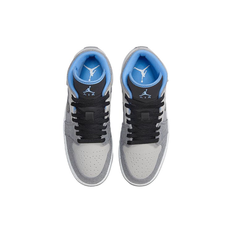 Air Jordan 1 Mid Crater Grey University Blue Мужские кроссовки Нейтрально-серый черный DM3529-004