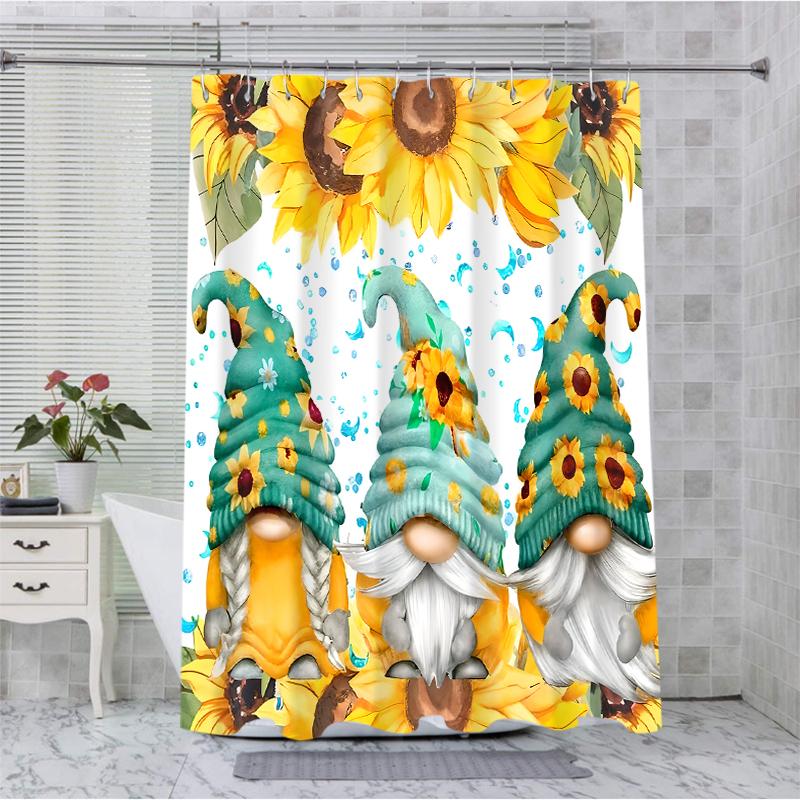 Sunflower Dwarf Bathroom Shower Curtain Dwarf Waterproof Fabric Bathroom Curtain With 12 Hooks Sunflower Home Deco Free Ship
