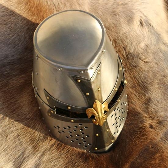 Great Crusader Helmet 1.5mm Battle Reenactment Knight Templar Helmet with Sword