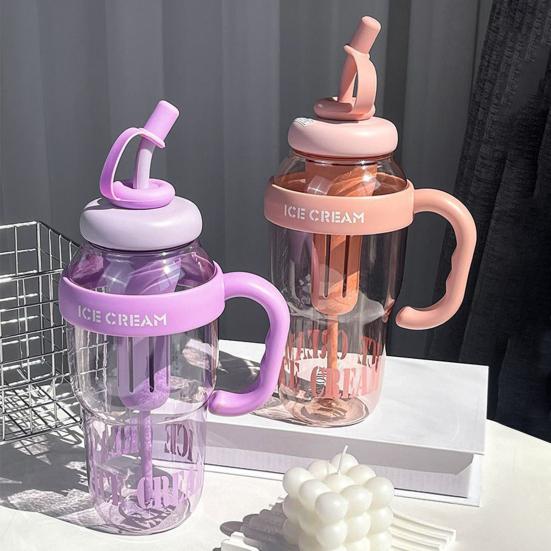 1300 мл симпатичная бутылка для воды с трубочкой, герметичная крышка, регулируемый ремешок, портативная дорожная кружка, большая емкость, бутылка для фитнеса, велосипеда, летний горшок для холодной воды без BPA