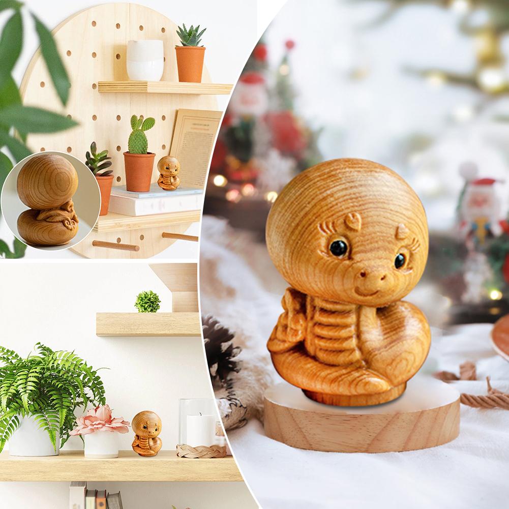 Мини резьба по дереву Китайский Новый год Змея Украшения Офисный Рабочий Стол Животное Декор Змея Машина V4T7