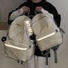 Simple Solid Color Butterfly Pattern Student Backpack With Plush Pendant For School And College Students