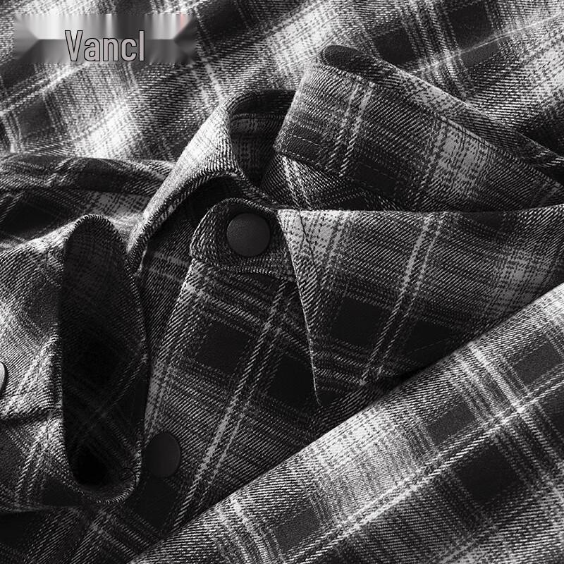 Мужская осенняя фланелевая клетчатая рубашка с длинным рукавом VANCL