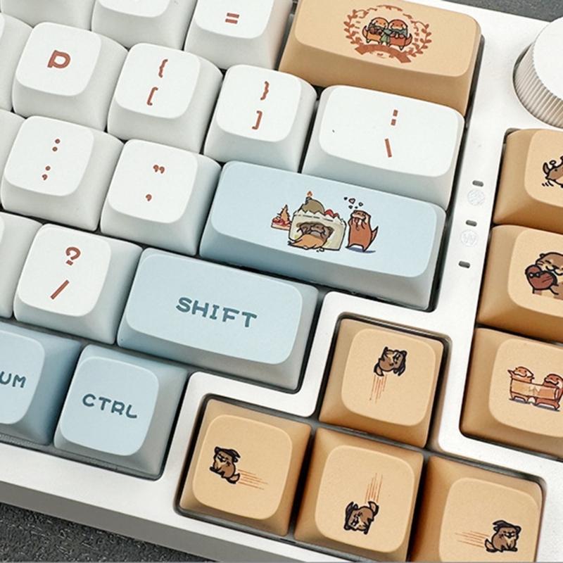 Keycaps 127PCS LittleOtter Keycaps XDA File Full Set Keycap DyeSubbed Thick PBT for Gaming Mechanical Keyboard