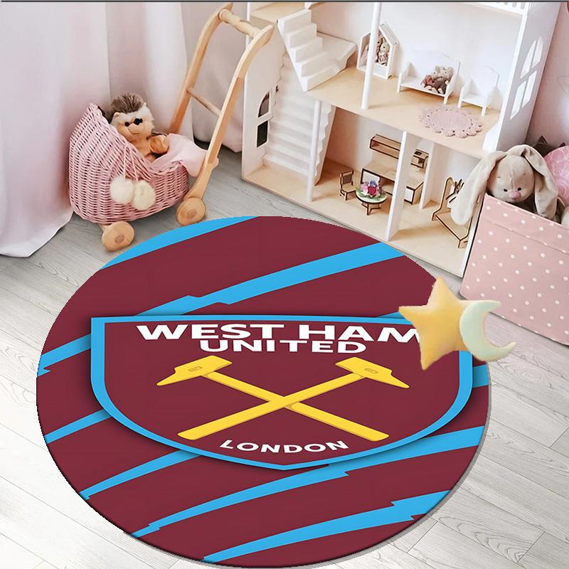 1PC round rug West Football Printed Round Area Rug ,Rug For Home Office, Round Chair Rug, Decorative Carpet Fan gifts Christmas gift