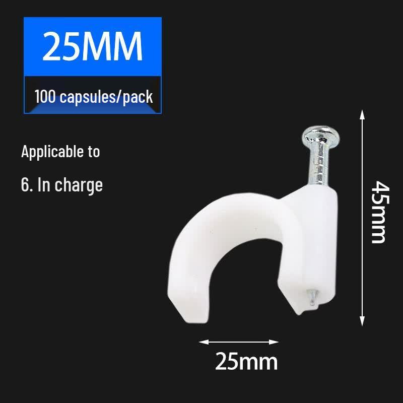 Luogang 25mm Round Cable Clips with Steel Nails, 50 Pack
