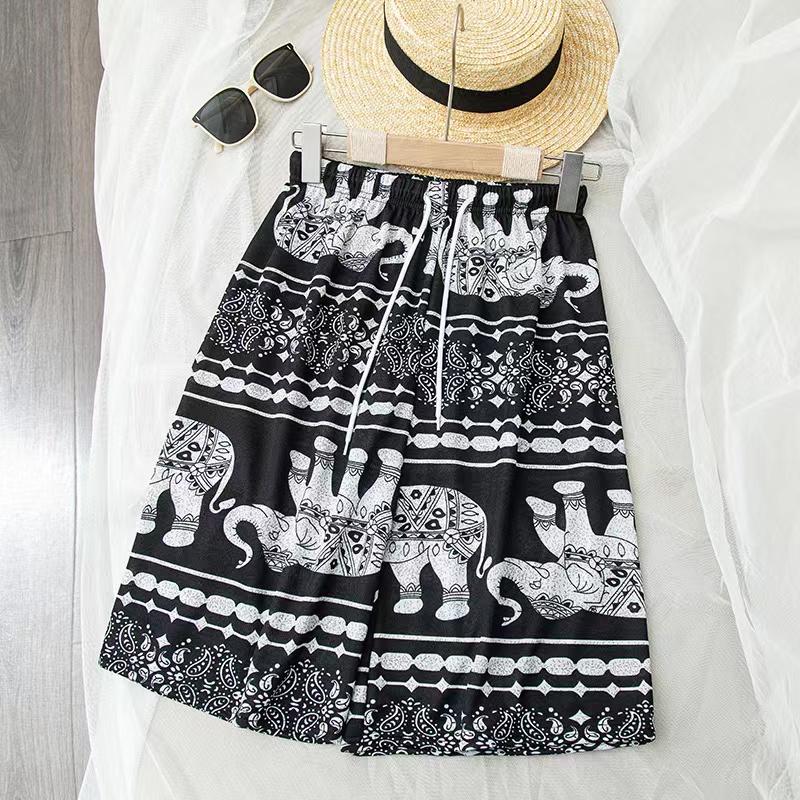 Elephant Pants Women Wide Leg Shorts Summer Thailand Thin Straight Casual Streetwear Beach Bottoms Female Clothing Fashion