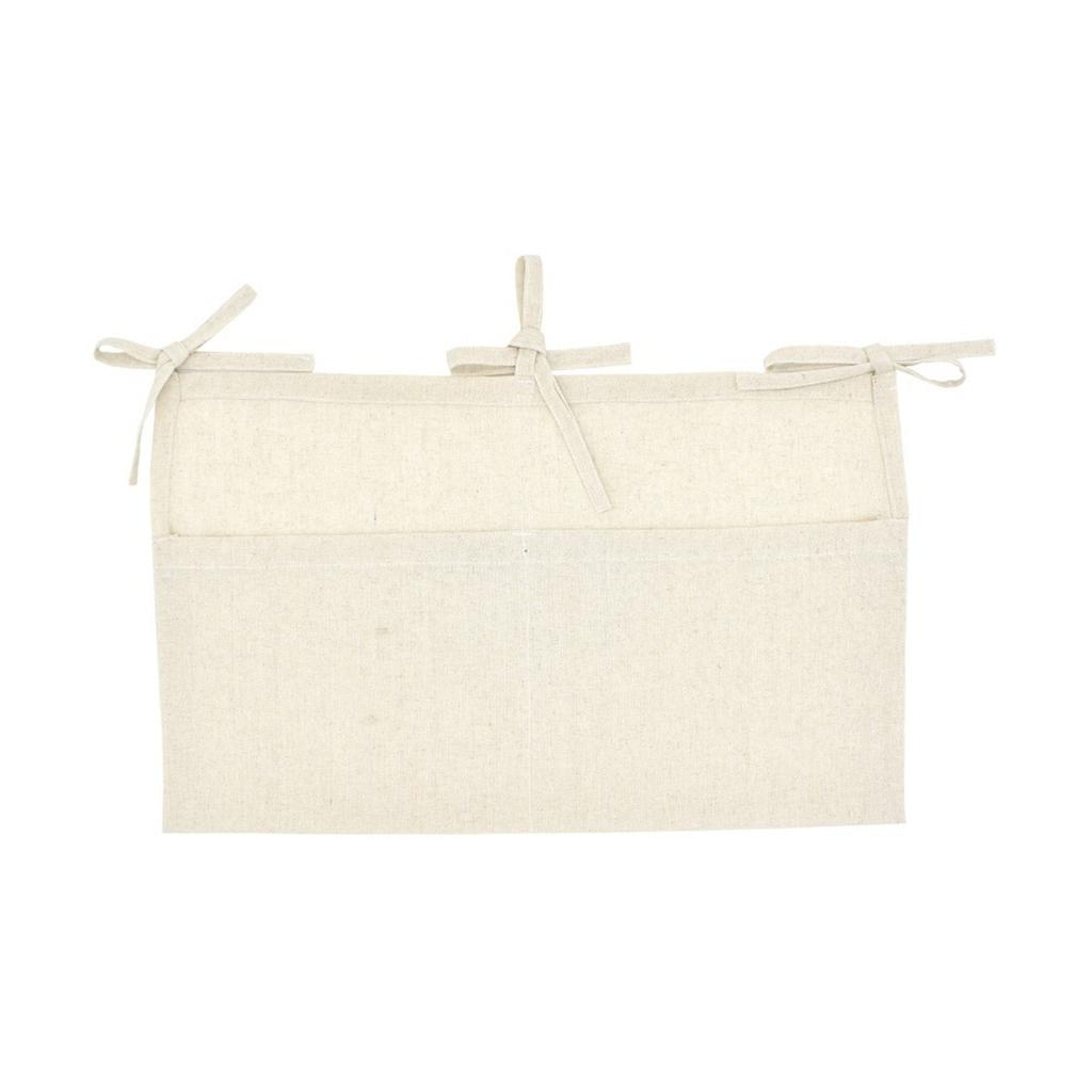 Linen Baby Bedside Hanging Storage Bag, 2 Pockets Organizer For Baby Cribs And Toys