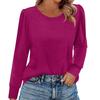 Women's Fashion Casual Long Sleeve Solid Color Shirt Women's Round Neck Tops