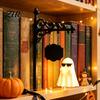 Vintage Style Hanging Lantern Library Bookshelf Lamp, Metal LED Nightlight for Book Nook Decor, Gothic Home Decor Ghost Reading Book/Wearing