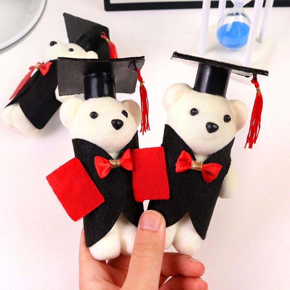 10 pcs/set Celebrate Party Mini Bear Flower Bouquet Bachelor Bear Plush Toy  Happy Graduation