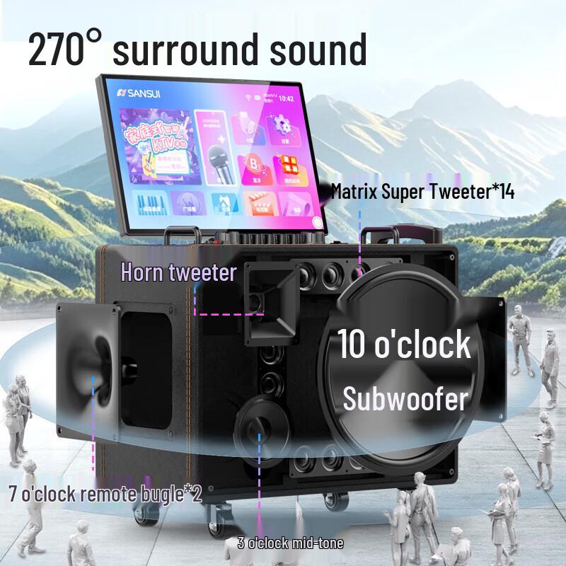 SANSUI Q105 Portable KTV Smart Speaker with Display CN plug (adapter included)