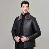 Genuine Leather Jacket for Men In Winter Sheepskin Fur One-piece Velvet Thickened Middle-aged Dad Jacket