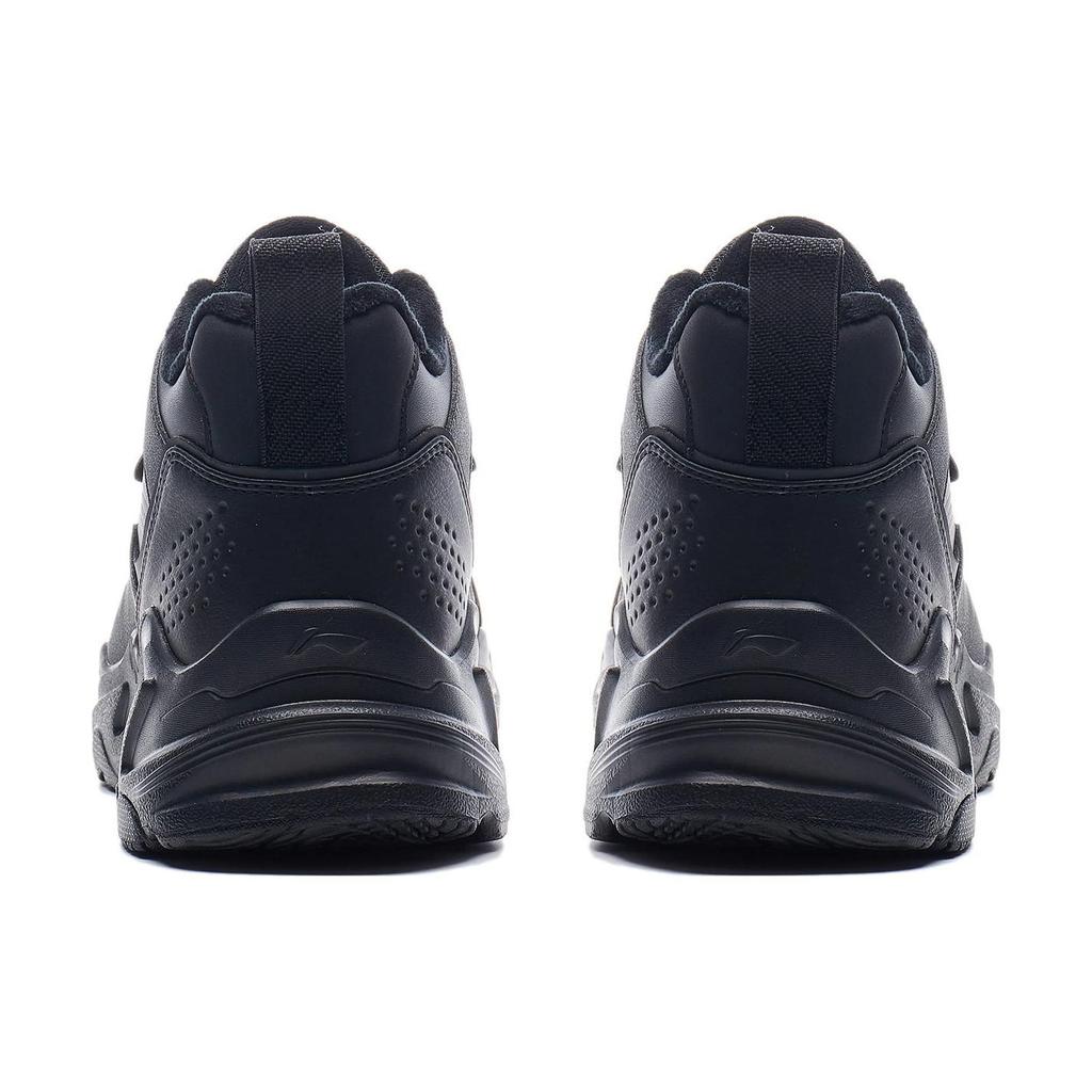 Li-Ning Defender Нескользящие износостойкие повседневные туфли средней высоты мужские туфли черные AGLT127-1