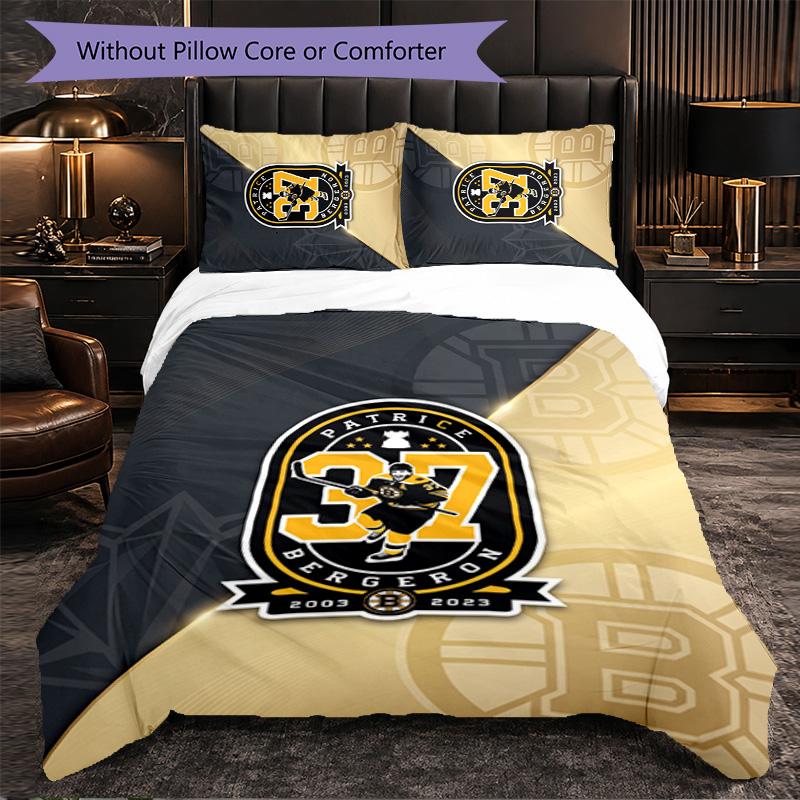 Boston Bruins Pattern Microfiber 3Pcs Bedding Set Decor Duvet Cover Set For Bedroom Home Use