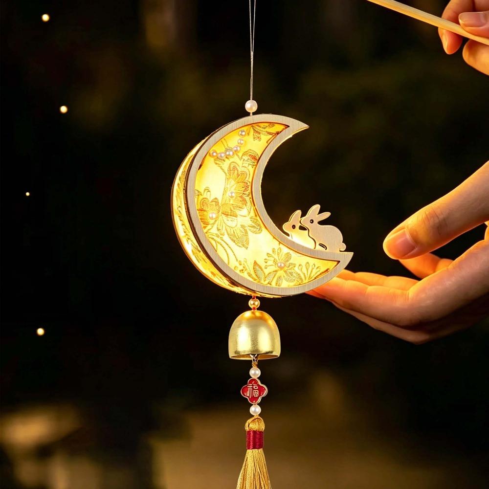 Handmade Fabric Lamp Kit Glowing Mid Autumn Craft Windchime Lantern DIY Gifts