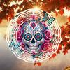 Metal Wind Chime with Rose Skull Butterfly Design for Indoor Outdoor Garden Decor Christmas Thanksgiving Holiday Hanging Ornament