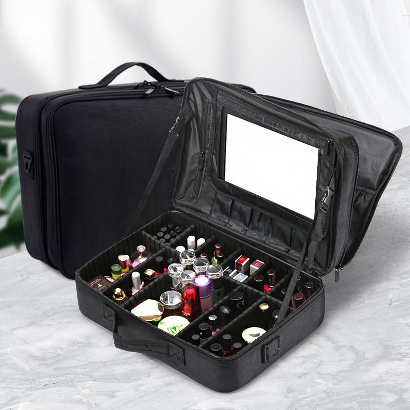 Durable Makeup Train Case with Mirror Ideal for Professionals on the Go