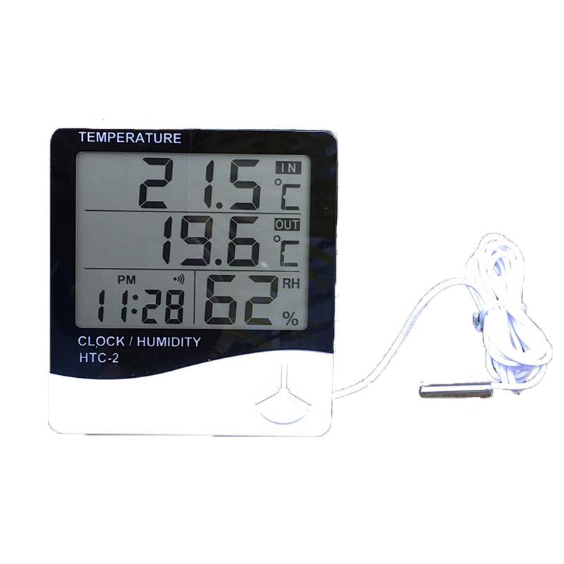 Термогигрометр HTC-2 с выносным датчиком - Цифровой дисплей влажности и температуры для помещения/улицы