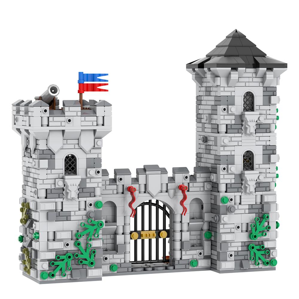 MOC Medieval Stone Castle Brick Gate Tower Construction Assembled Compatible Figure Building Blocks Toys For Children Adult Gift