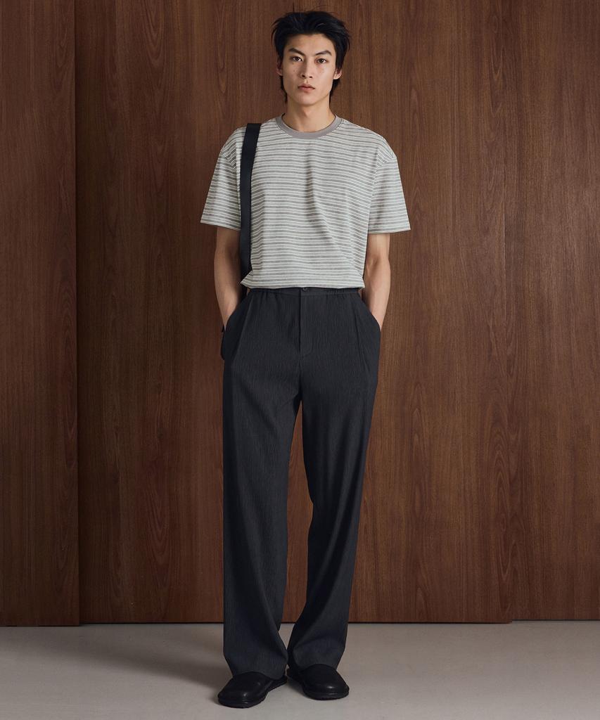 Tngt [Set] Kinoshita Collarless Jacket & Semi-Wide Pants (Grey) 0Tja6E206G2