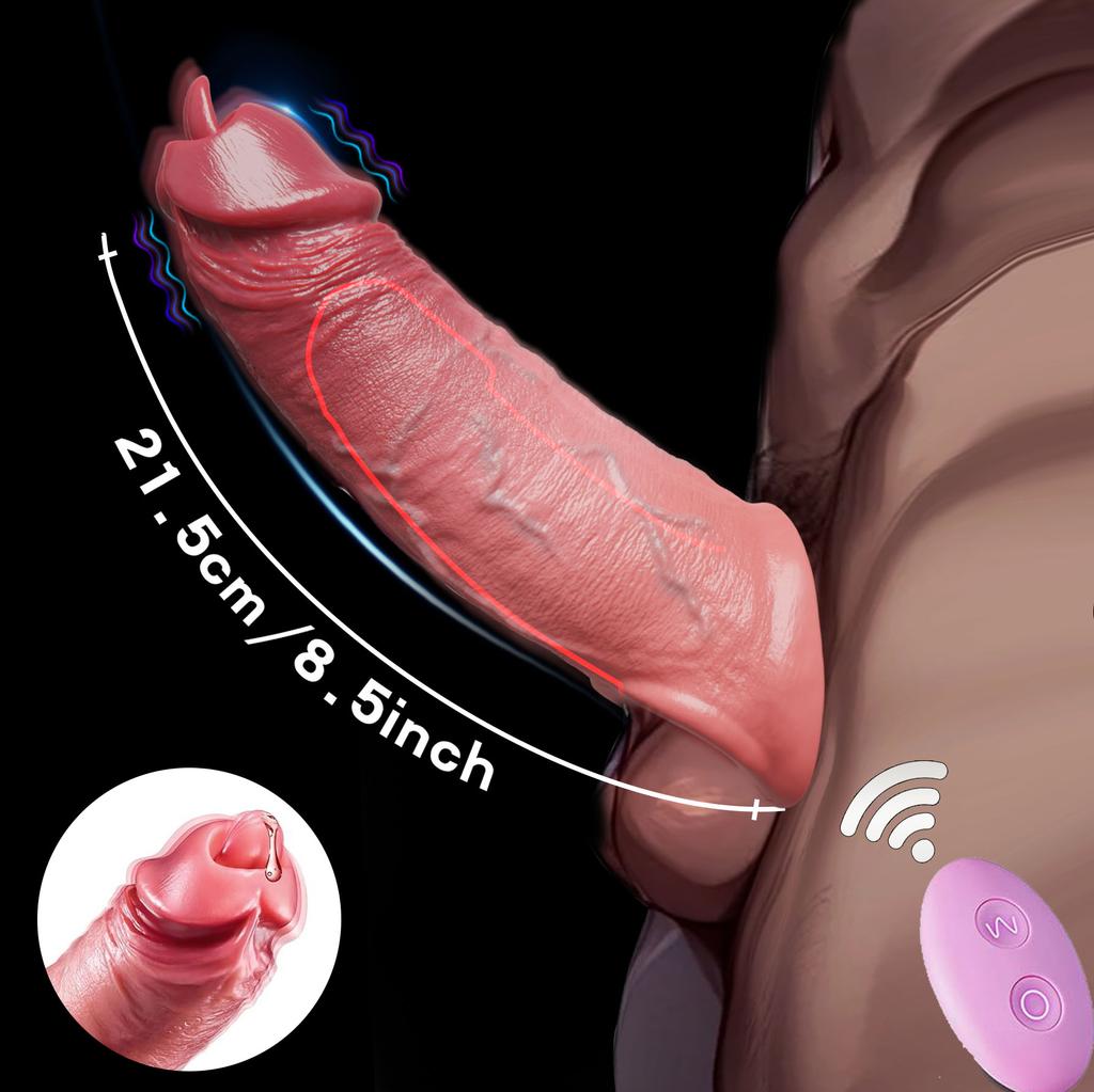 Реалистичный удлинитель пениса, мужская секс-игрушка с 10 моделями вибраций для лизания, реалистичный утолщающий удлинитель пениса, игрушка для взрослых, мужской вибратор